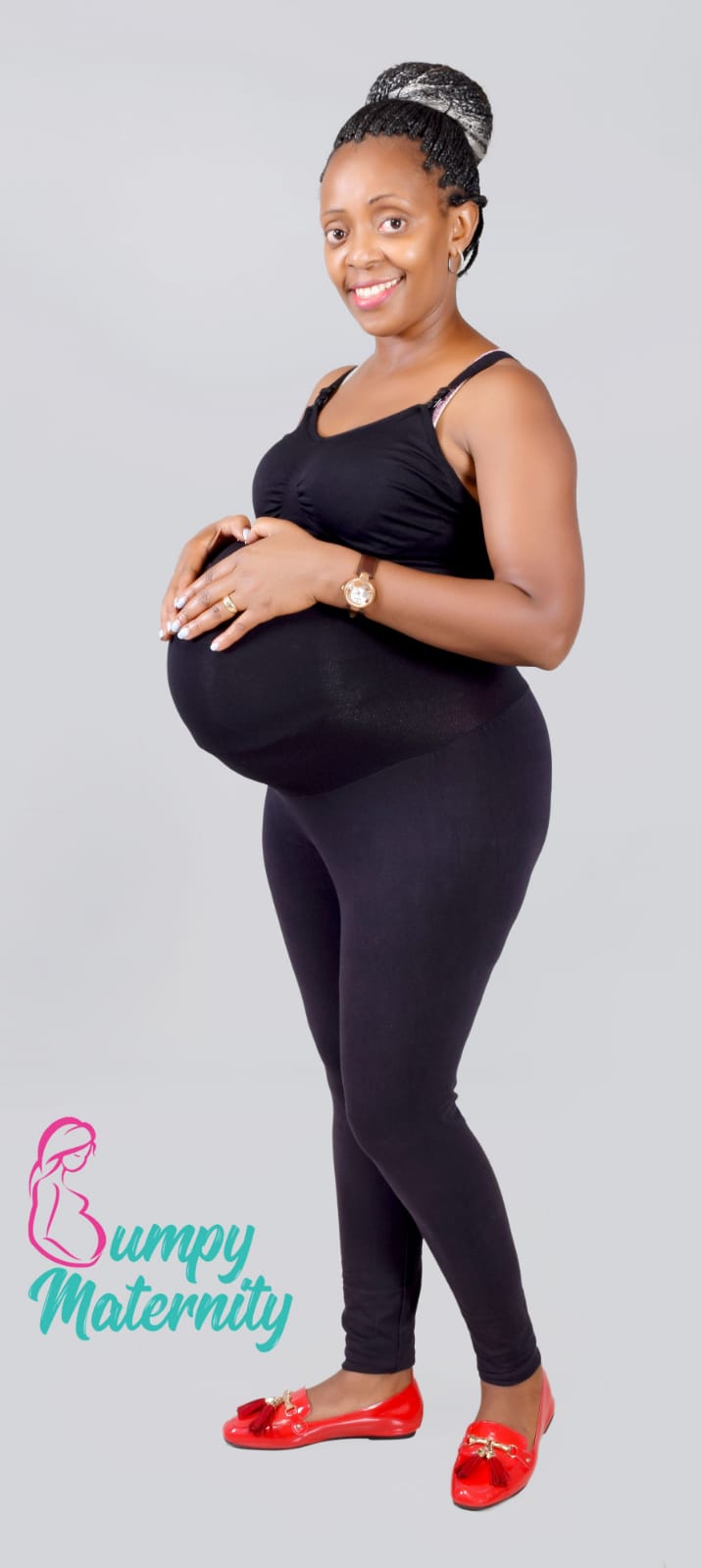 Black Over Bump Plus Size Maternity Trousers